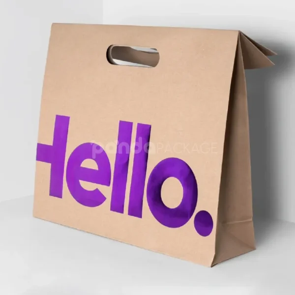 Sturdy Kraft Paper Tote Bag with Purple Foil Hot Stamping