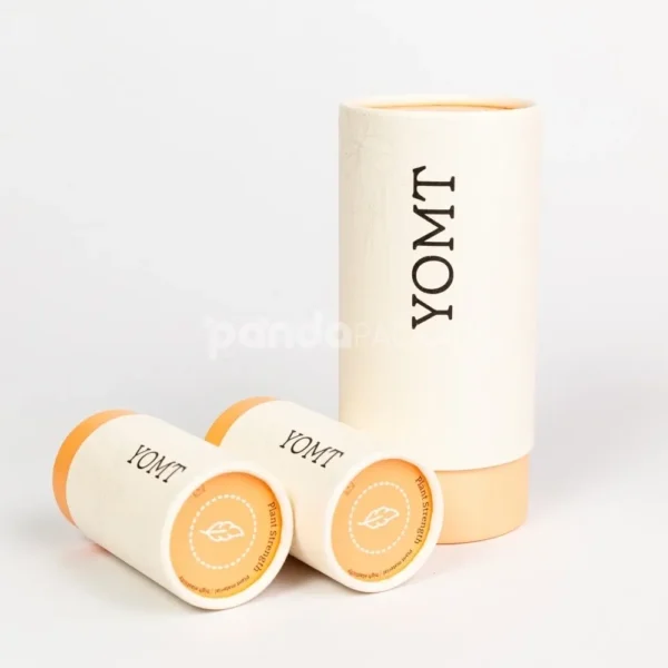 Sustainable Cream Paperboard Can with Lid Set of 2