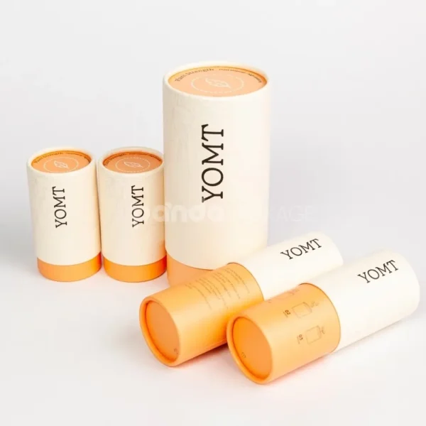 Sustainable Cream Paperboard Can with Lid Set of 2