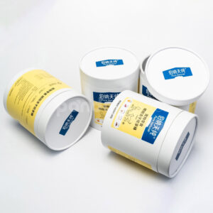 White paperboard round cylinder box with detachable top lid