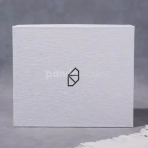 Minimalist white rigid box with magnetic flip lid for premium packaging