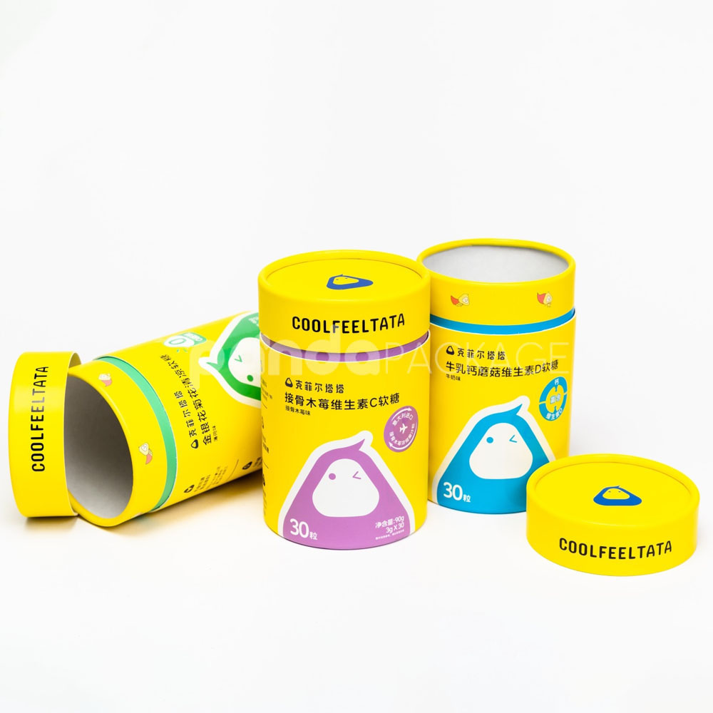 Colorful custom paper tube with cartoon print and lid