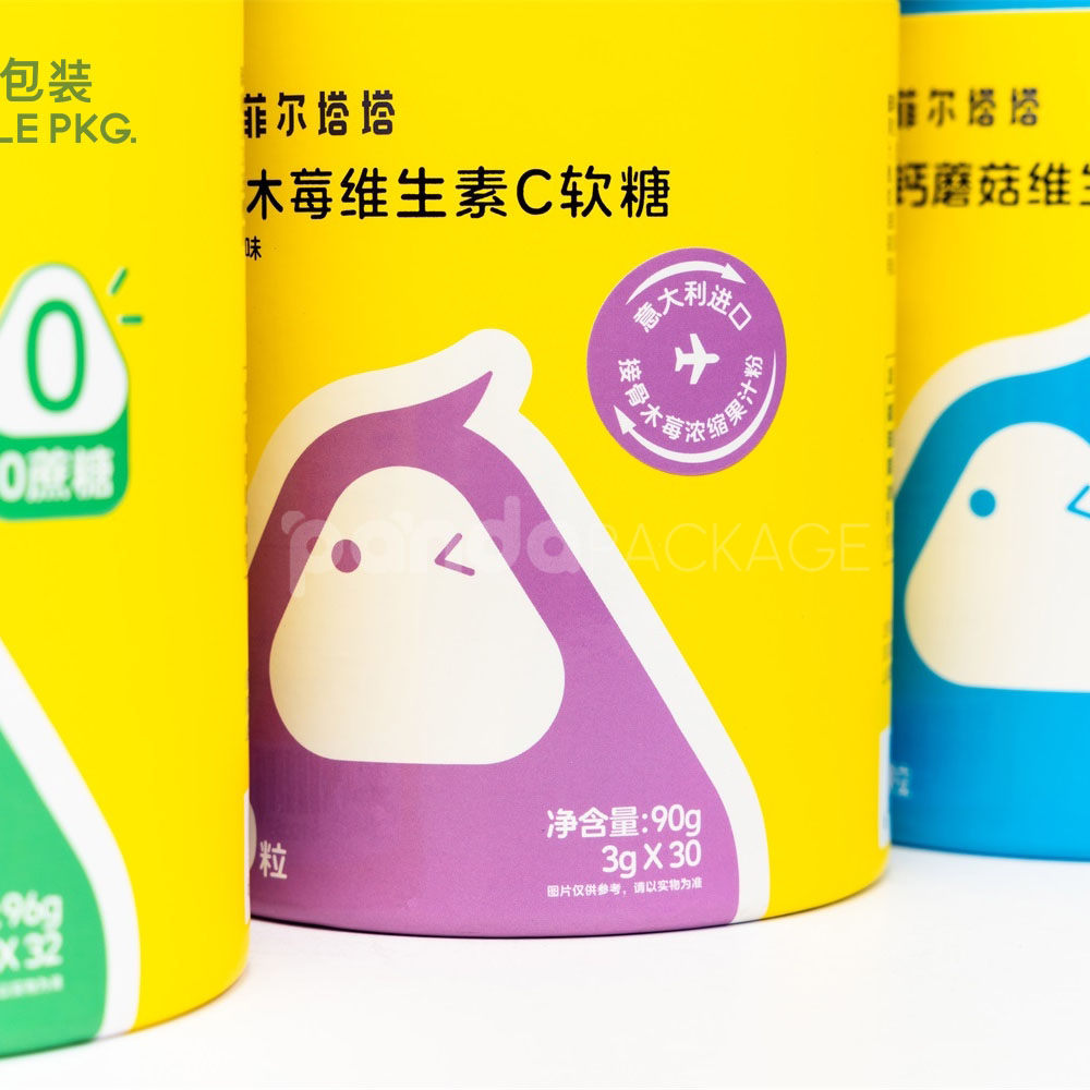 Colorful custom paper tube with cartoon print and lid