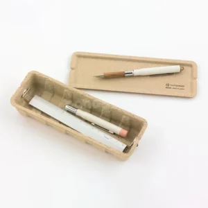 Eco-Friendly Molded Pulp Pen Case with Lid and Elastic Band
