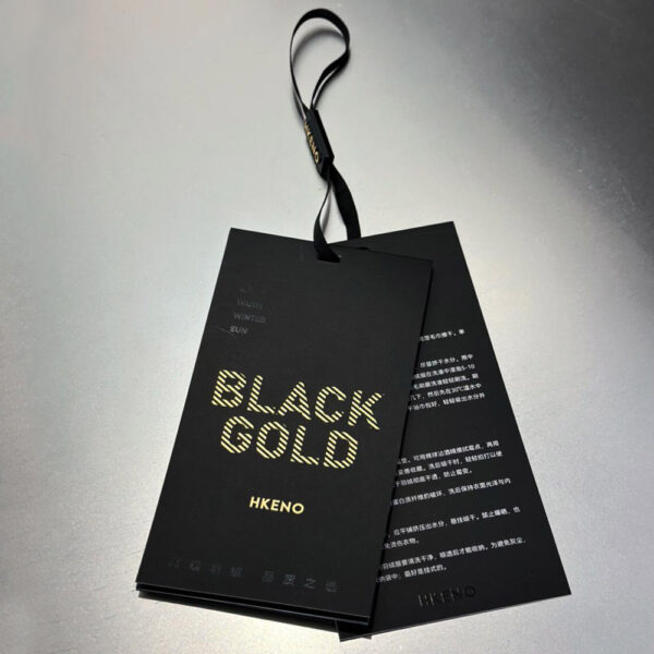 Luxury Black Gold Apparel Hang Tags with Premium Design