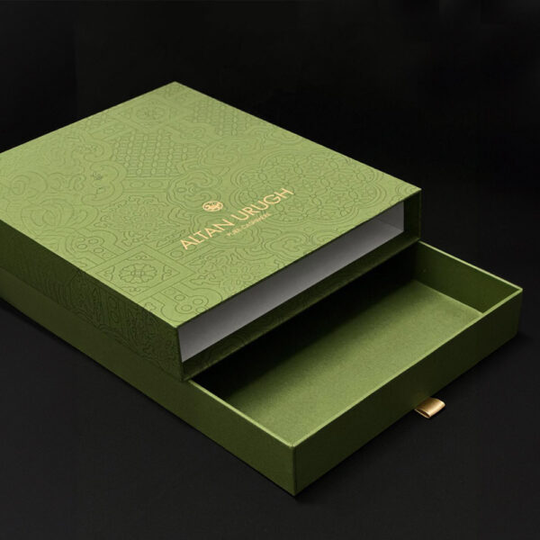 Luxury Green Apparel Gift Box with Elegant Drawer Design