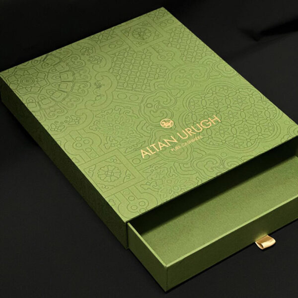 Luxury Green Apparel Gift Box with Elegant Drawer Design