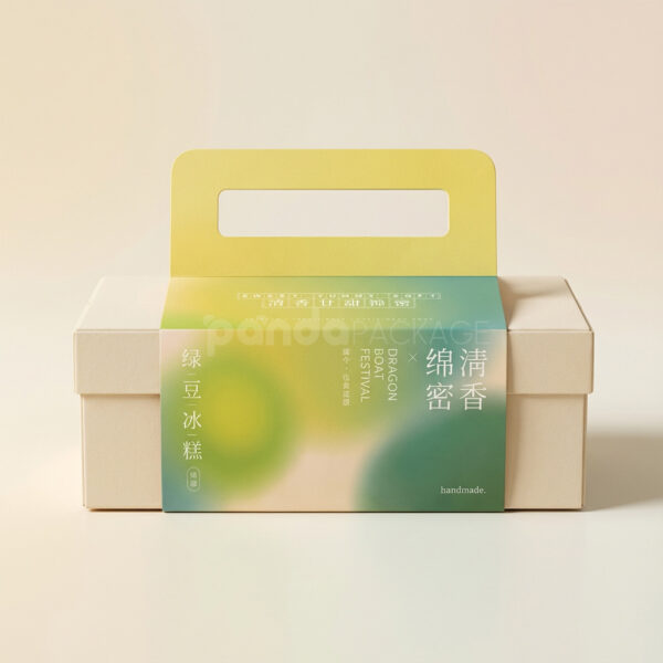 Gradient Green Dessert Boxes with Checkered Handle Design