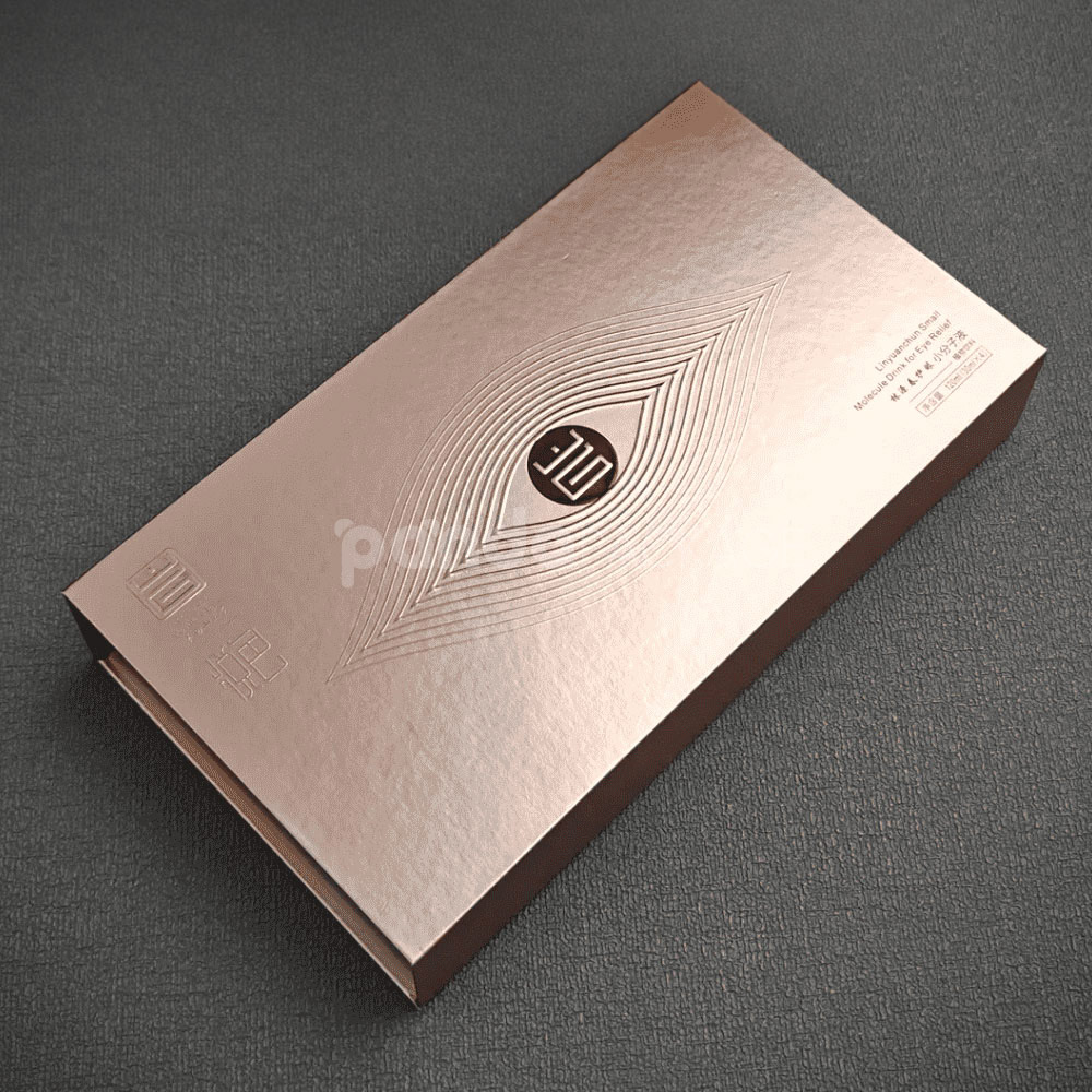 rose gold magnetic rigid box with embossed floral design
