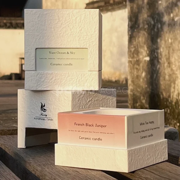 Textured Cream Rigid Two-Piece Box with Window