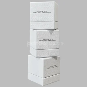 Ivory textured rigid two-piece box with lift-off lid