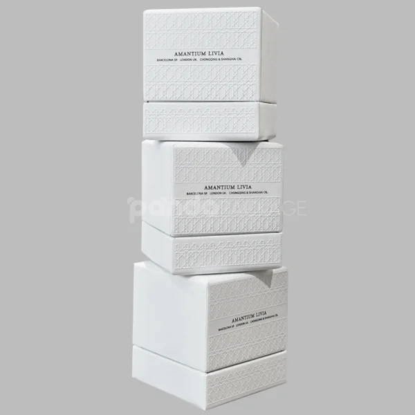 Ivory Textured Rigid Square Box with Lift-off Lid