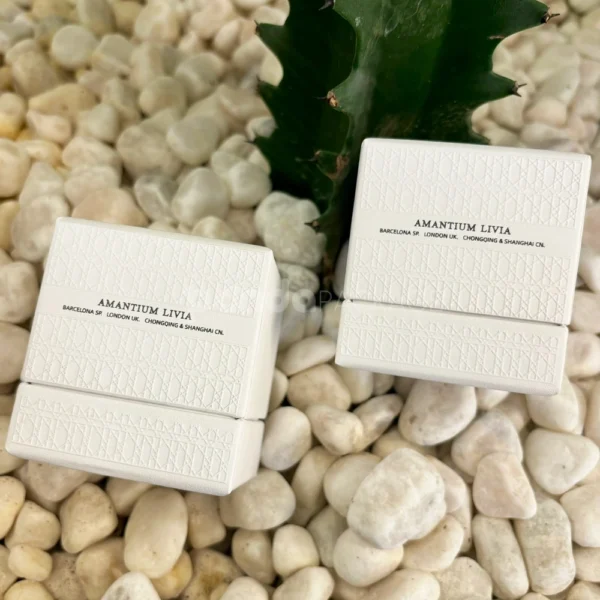 Ivory Textured Rigid Square Box with Lift-off Lid