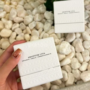 Ivory textured rigid two-piece box with lift-off lid