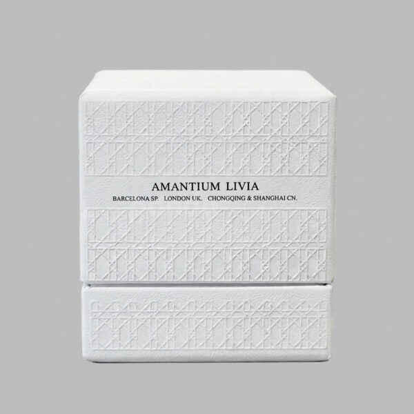Ivory Textured Rigid Square Box with Lift-off Lid