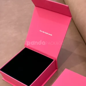 Luxury pink magnetic closure rigid box with silver foil logo