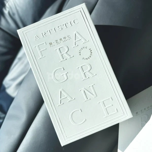 Ivory Embossed Lift-off Lid Rigid Box with Paperboard Insert