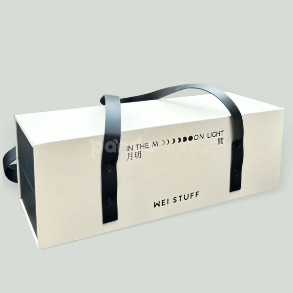 Rigid Gift Box with Leather Carry Handles