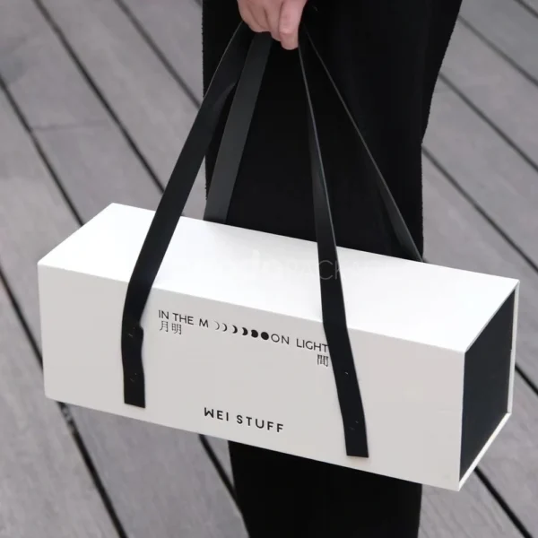 Rigid Gift Box with Leather Carry Handles
