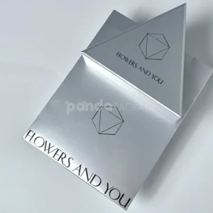 silver geometric rigid gift box set with matching bag