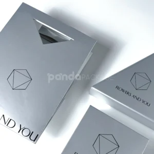 silver geometric rigid gift box set with matching bag