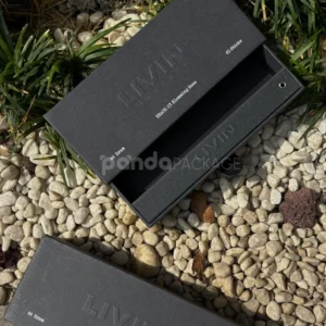 matte black embossed rigid drawer box with textured finish