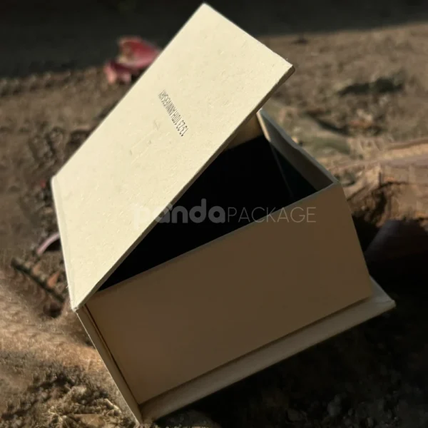 Beige Textured Rigid Flip Lid Gift Box