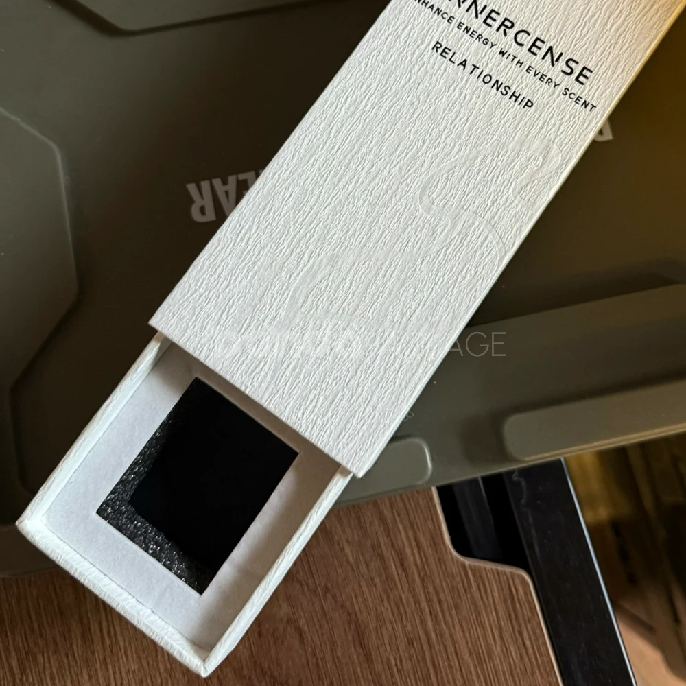 ivory textured rigid drawer box with embossed surface