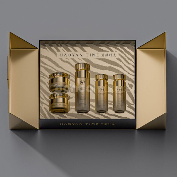 Champagne Gold Zebra Double Door Rigid Gift Box