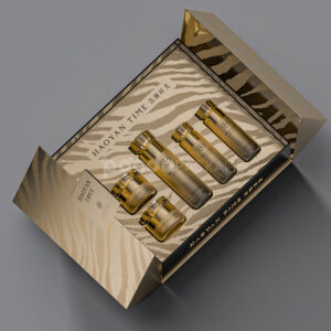 zebra pattern double door rigid gift box with foil stamping