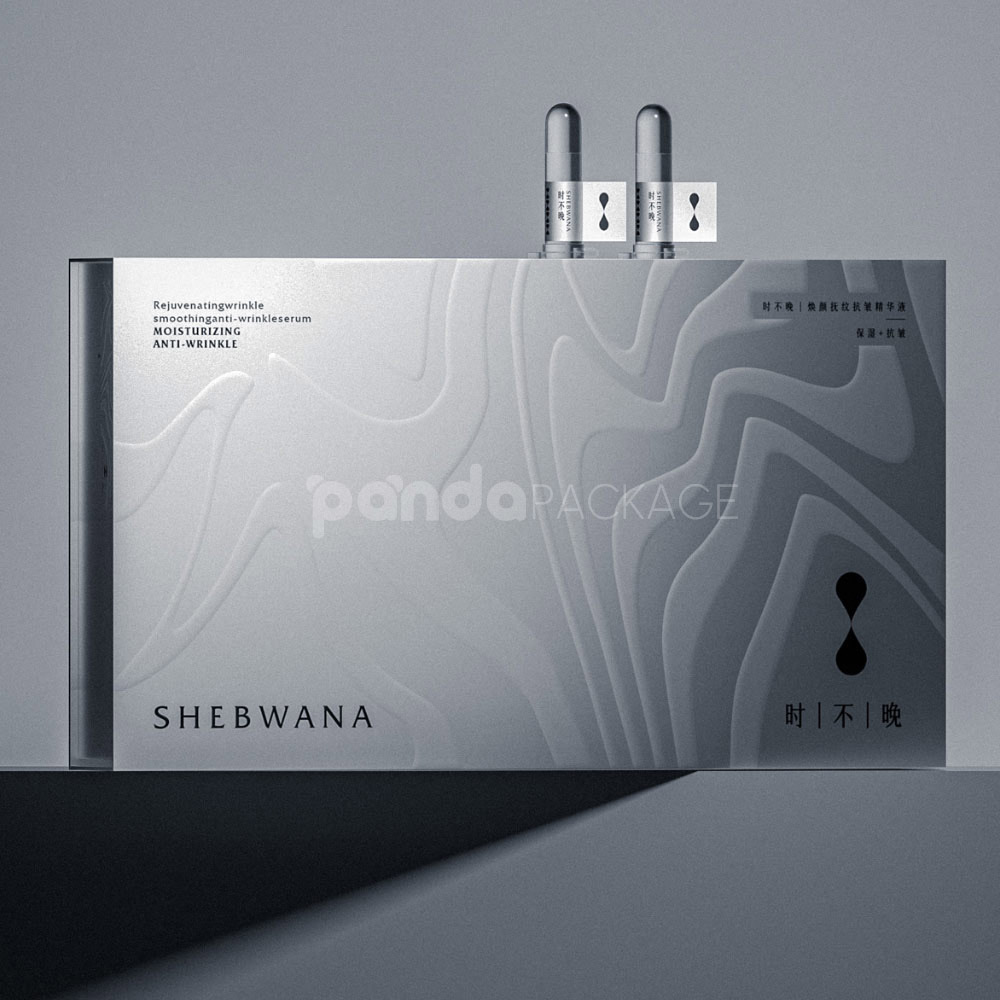 silver book style rigid box with foam insert for cosmetic packaging