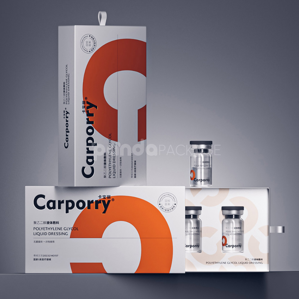 white and orange rigid drawer box with plastic insert for bottle packaging