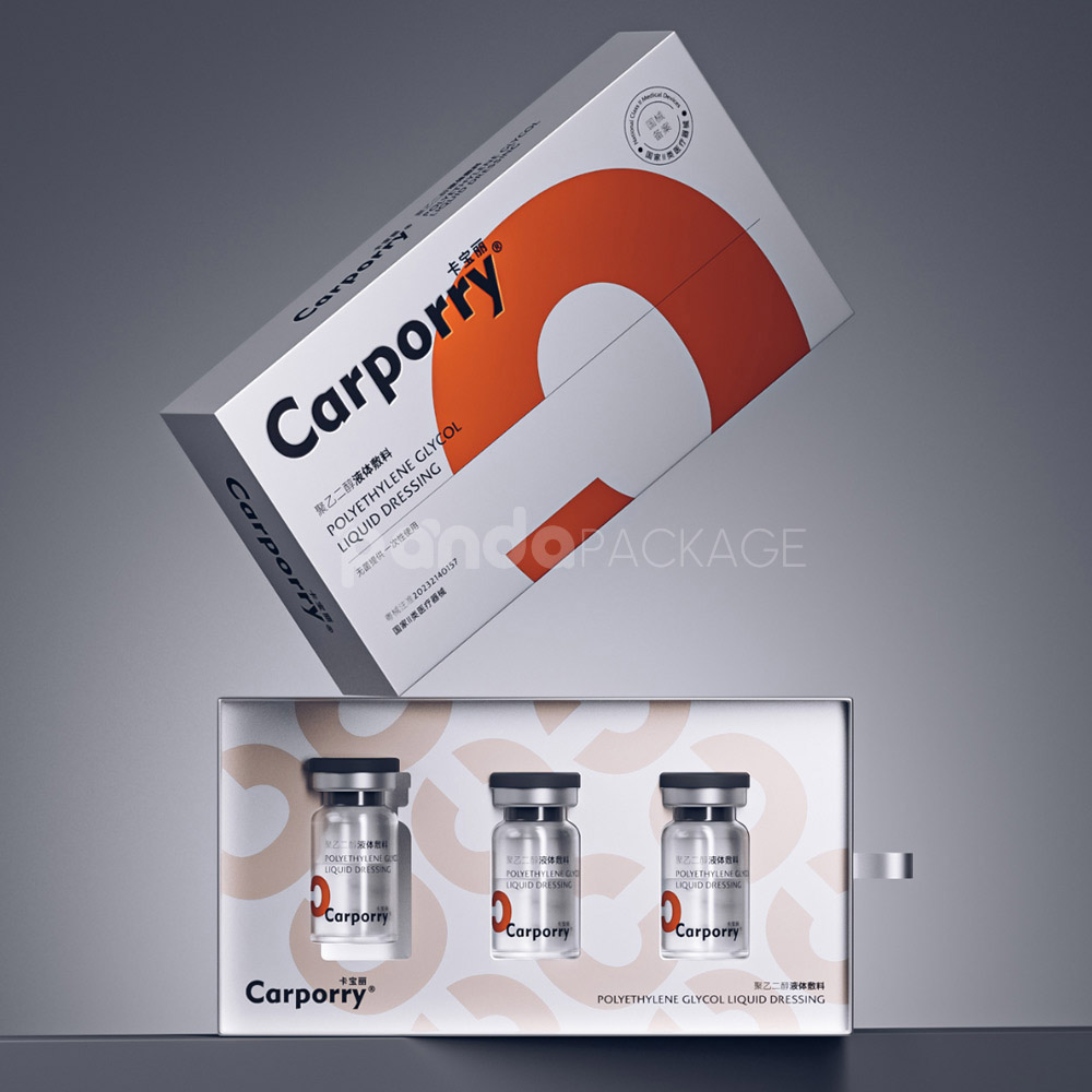 white and orange rigid drawer box with plastic insert for bottle packaging