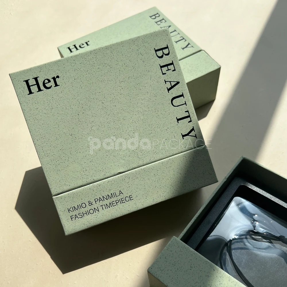 sage green two-piece rigid box with lid for accessories packaging