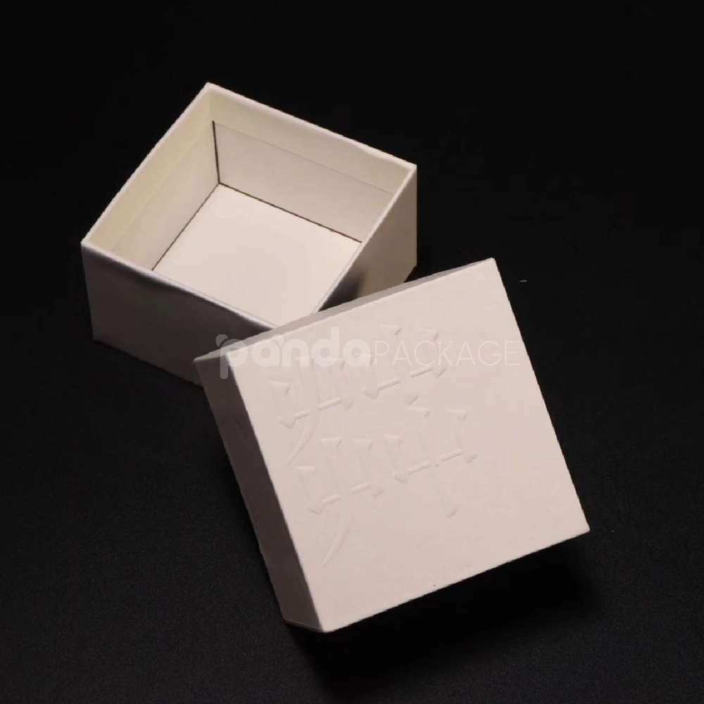 beige lift-off rigid box with blind debossing design