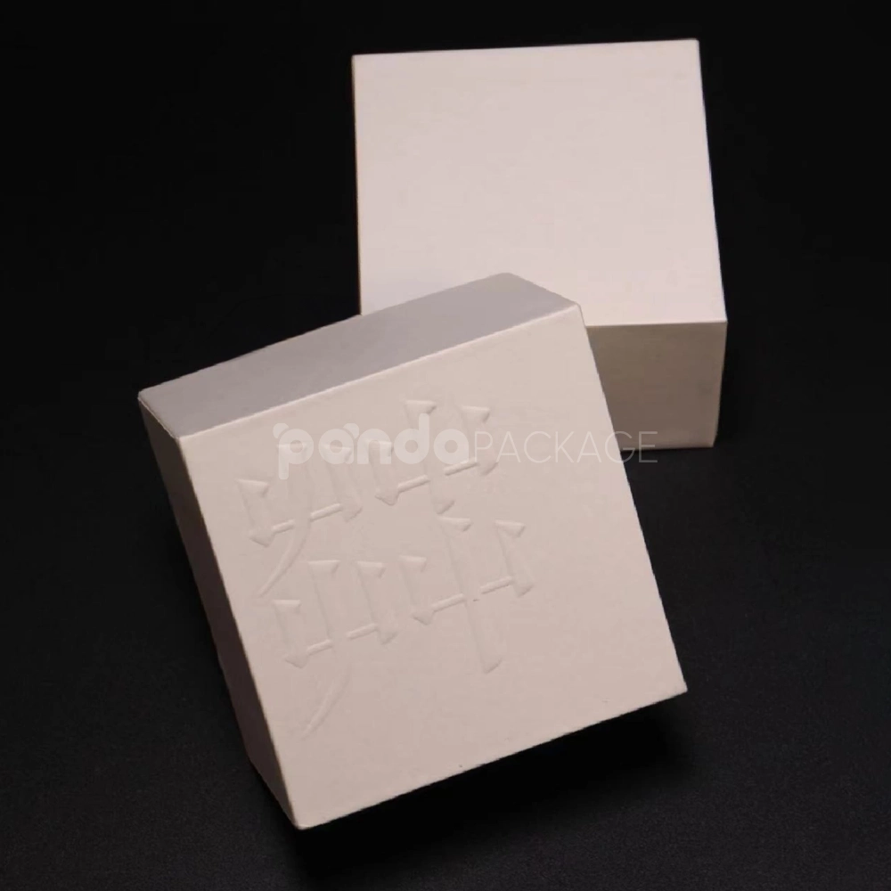 beige lift-off rigid box with blind debossing design