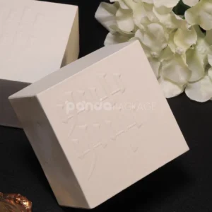 beige lift-off rigid box with blind debossing design
