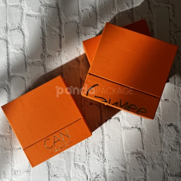 Orange Luxury Rigid Drawer Box with Foil Stamping