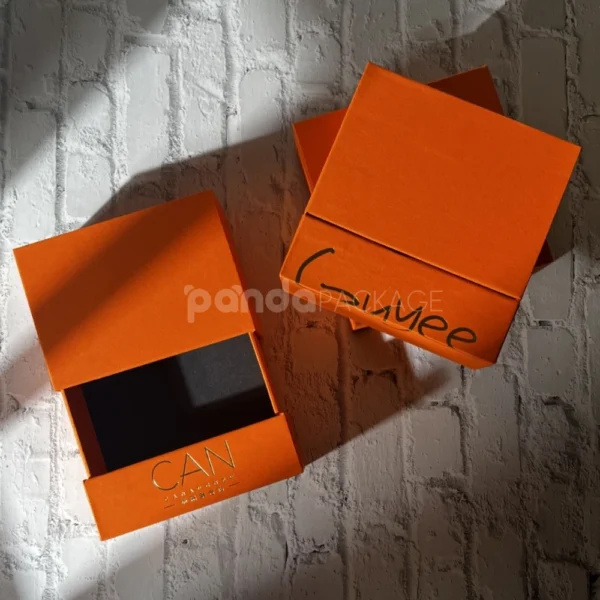 Orange Luxury Rigid Drawer Box with Foil Stamping