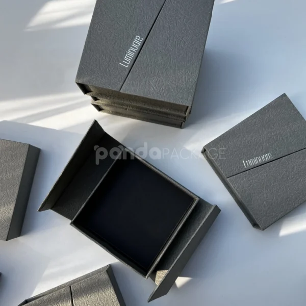 Textured Gray Rigid Flip Lid Gift Box