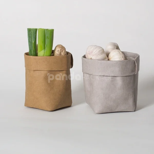 Foldable Kraft Paper Storage Bag with Roll Top