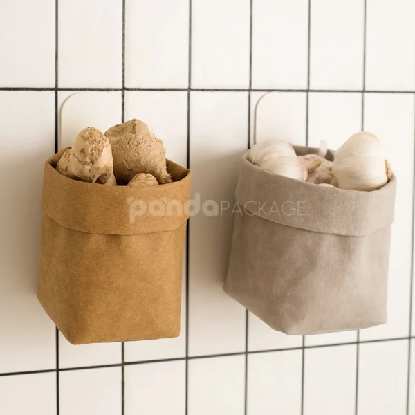 Foldable Kraft Paper Storage Bag with Roll Top