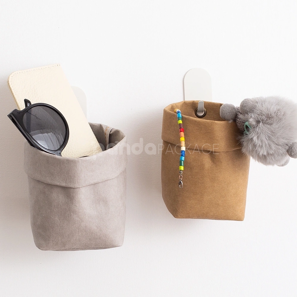 foldable kraft paper storage bag with roll top edge