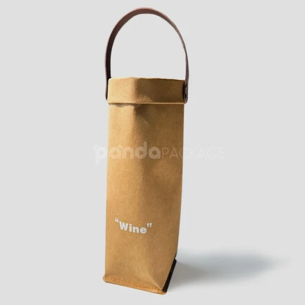 Brown Kraft Paper Wine Bag with Carry Handle