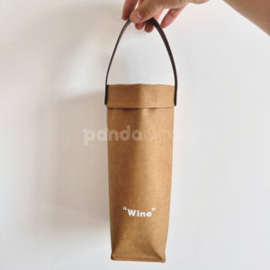 brown kraft paper wine bag with roll top and handle
