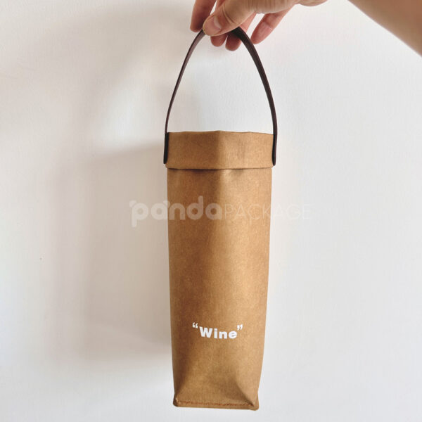 Brown Kraft Paper Wine Bag with Carry Handle