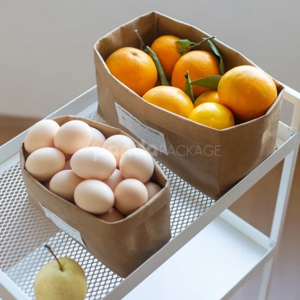 Eco-Friendly Foldable Kraft Paper Bag with Roll Top