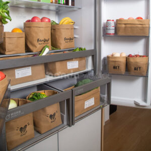 eco-friendly foldable kraft paper storage bag with roll top