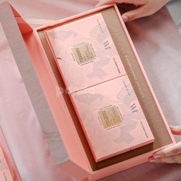Petal Pink Rigid Flip Lid Gift Box with Foil Accents