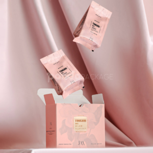 luxury petal pink rigid flip lid gift box with foil stamping